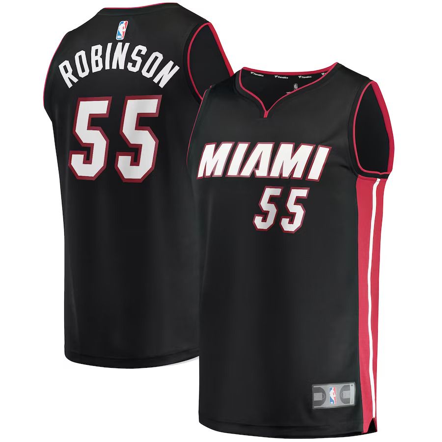 Men Miami Heat #55 Duncan Robinson Fanatics Branded Black Fast Break Replica NBA Jersey